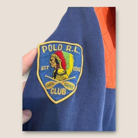 are POLO Ralph Lauren L Indian Kayak Club Sweater Patch Quilted Half Zip - Picture 3 of 6